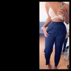 High Waisted Vintage Casablanca Navy Pants
